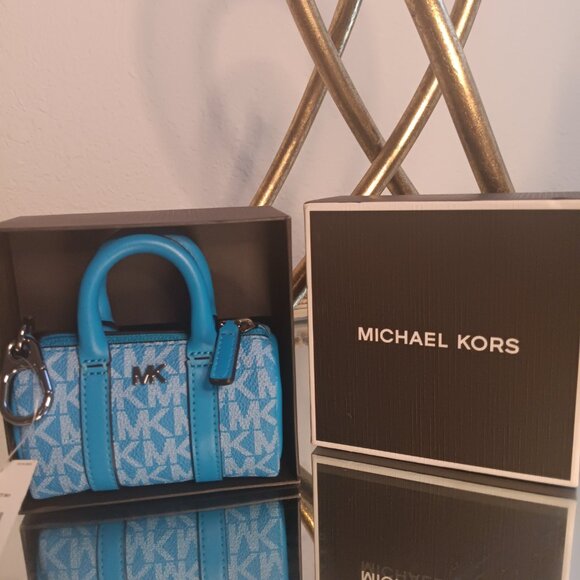 NWT Michael Kors Micro Duffle Keyfob, Perfect Sky - Picture 2 of 7